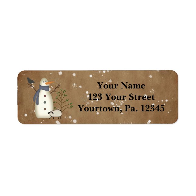 Country Primitive Snowman Address Label (Front)