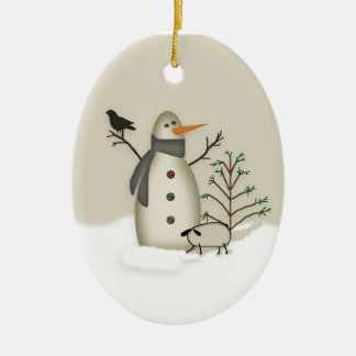 Country Primitive Snowman Ornament