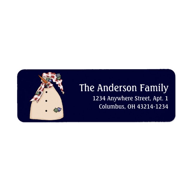 Country Primitive Snowman Return Address Labels (Front)