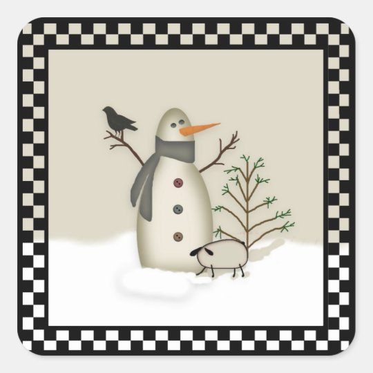 Country Primitive Snowman Sticker