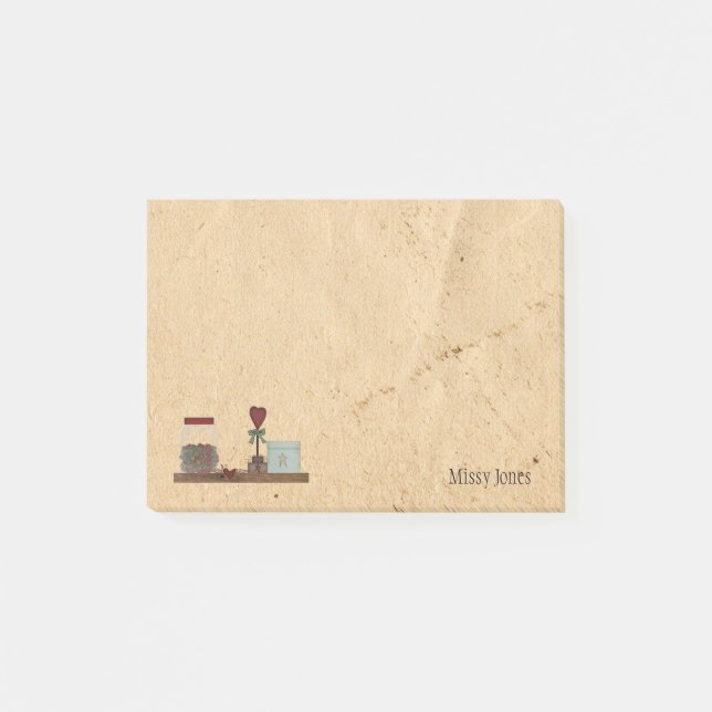 Country Primitives Custom Name Post-it Notes (Front)