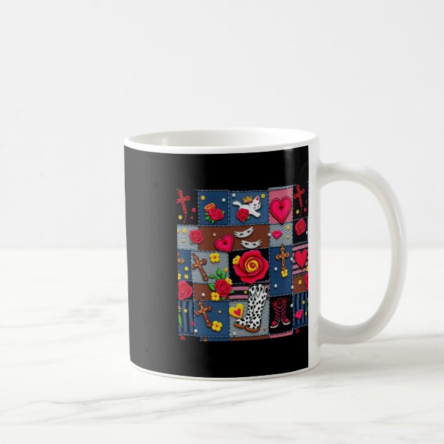 Country Princess Patchwork Print Sticker  Coffee Mug (Right)