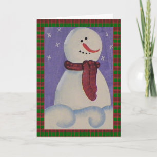 Country Prmitive Snowman Christmas Holiday Card