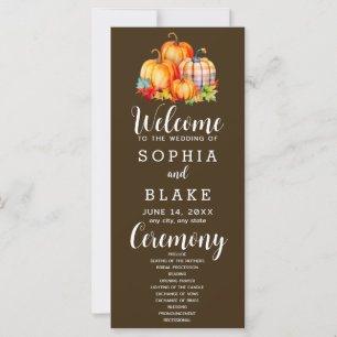 Country Pumpkins Plaid Fall Brown Wedding Program
