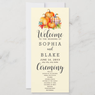Country Pumpkins Plaid Fall Yellow Wedding Program