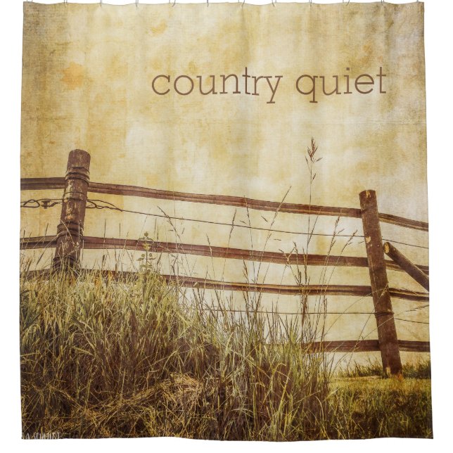 Country Quiet fence and sky scene Shower Curtain (Front)
