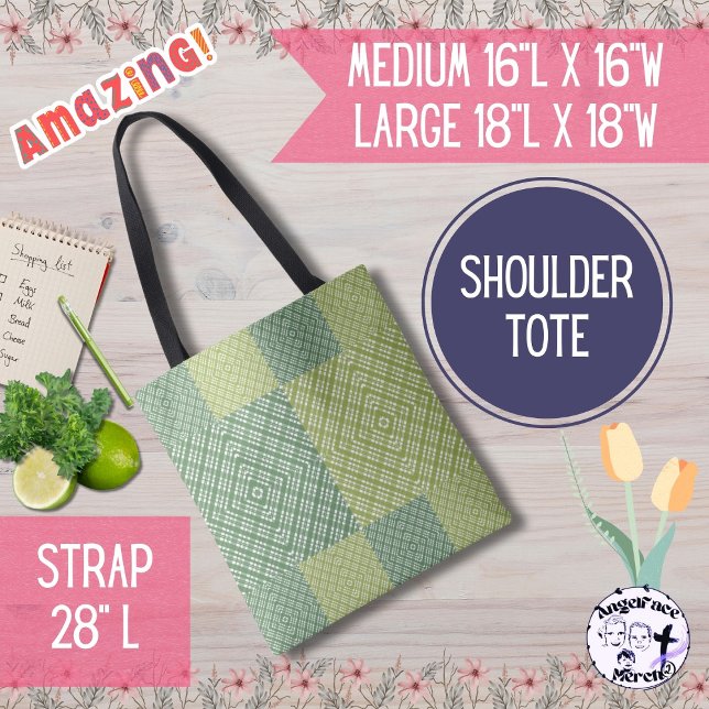 Country Quilt Green Tote Bag (Shop in style or hang out with friends with these cute duo-toned green bags!)
