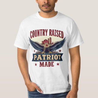 Country Raised Patriot Made Eagle with Barn and Tr T-Shirt