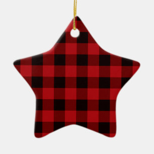 Country red and black plaid ceramic tree decoration