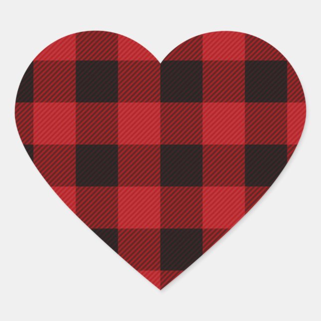 Country red and black plaid heart sticker (Front)