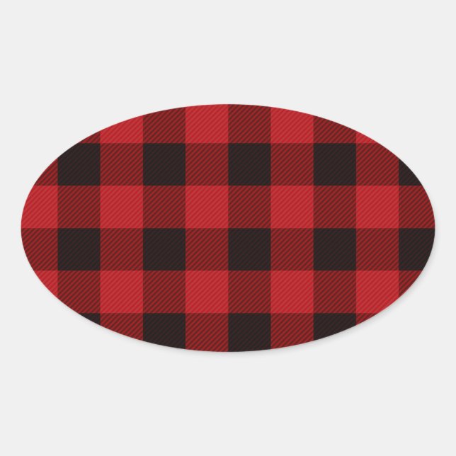 Country red and black plaid oval sticker (Front)