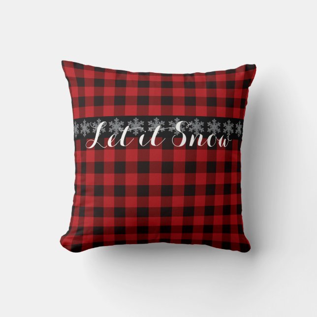 Country red and black plaid -snowflake cushion (Front)