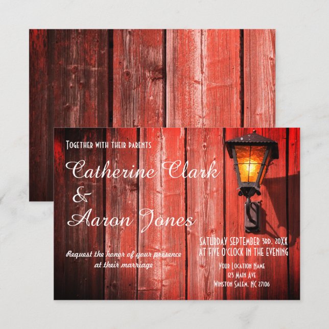 Country Red Barn Wedding - Invitation (Front/Back)