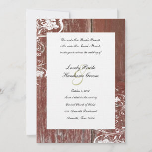 Country Red Barn Wood Wedding Invitation