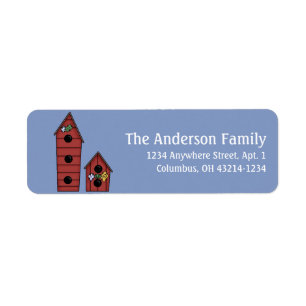 Country Red Birdhouses Return Address Labels