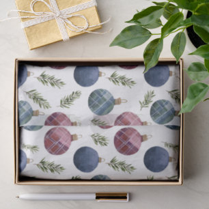 Country Red Blue Ornaments Christmas Tissue Paper