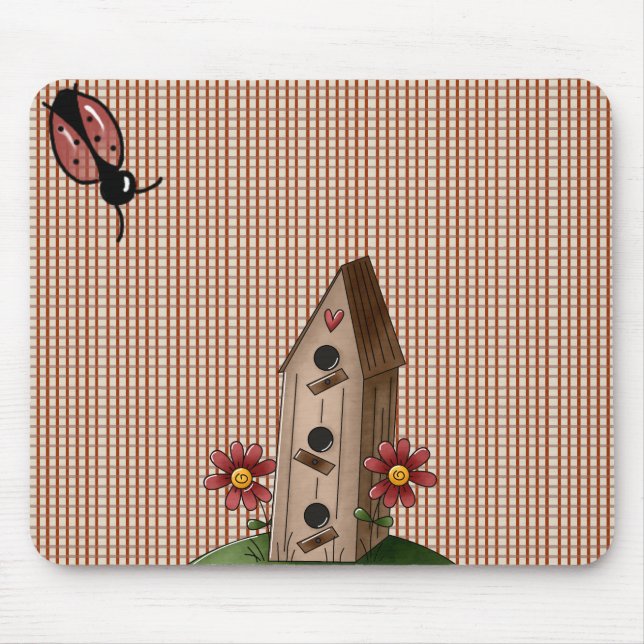 Country Red Gingham Checks Mouse Mat (Front)