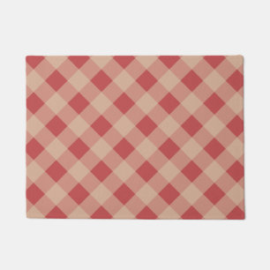 Country Red Gingham Kitchen Doormat Rug
