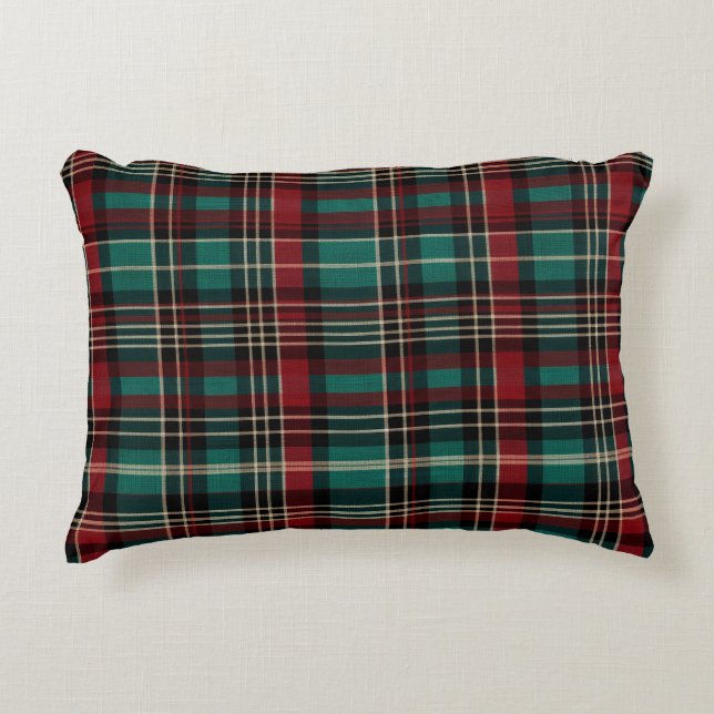 Country Red Green Plaid Christmas Decorative Cushion (Front)