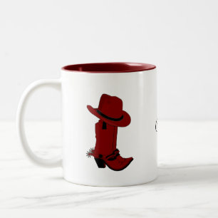 Country Red Hat & Boots  Two-Tone Coffee Mug