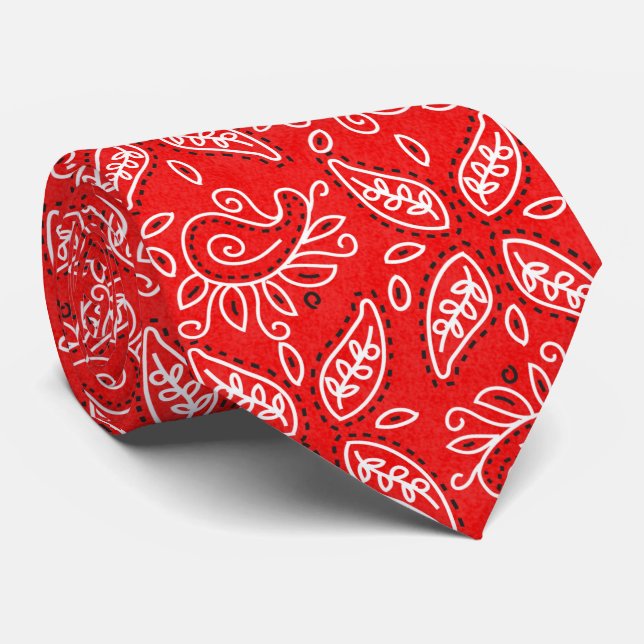 Country Red Paisley pattern tie (Rolled)