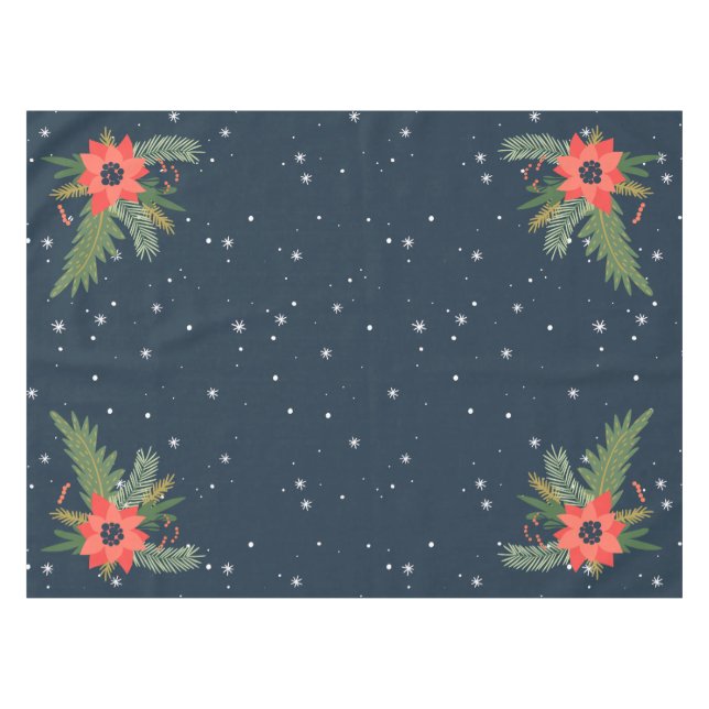 Country Red Poinsettias on Blue Tablecloth (Front (Horizontal))