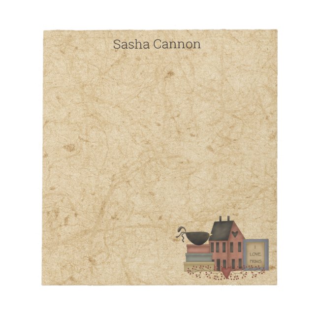 Country Red Saltbox, Black Crow, I Love Prims Notepad (Front)