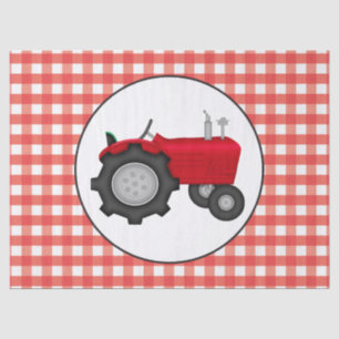 Country red tractor party gingham style tissue tissue paper