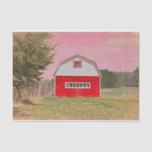Country Red White Barn Pink Sky Tissue Paper