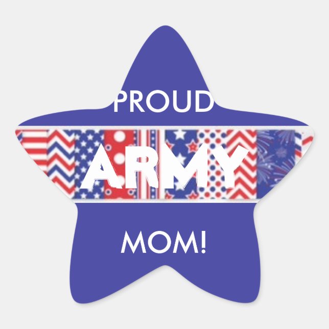 Country Red, White & Blue Army Mum Star Sticker (Front)