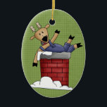 Country Reindeer Ceramic Christmas Ornament<br><div class="desc">Text can be added to this ornament to make a personalised holiday gift. If you need help,  just click on the contact link above to send the designer a personal detailed message.</div>