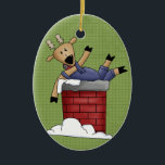 Country Reindeer Ceramic Christmas Ornament<br><div class="desc">Text can be added to this ornament to make a personalised holiday gift. If you need help,  just click on the contact link above to send the designer a personal detailed message.</div>