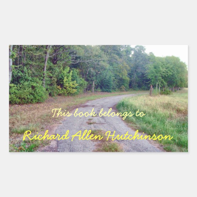 Country Road Bookplate Rectangular Sticker (Front)