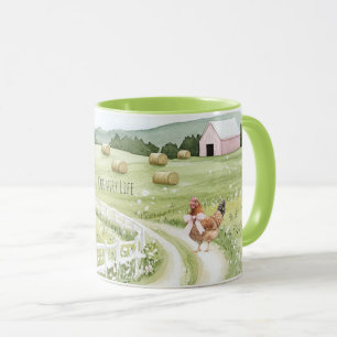 Country Road Farm Chicken Pink Bow Mug