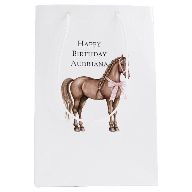 Country Road Horse Birthday Medium Gift Bag (Front)