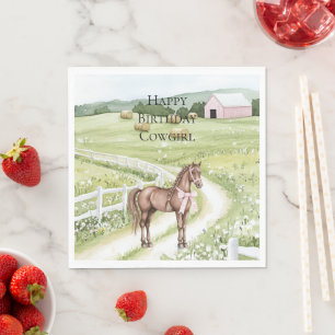 Country Road Horse Birthday Napkin