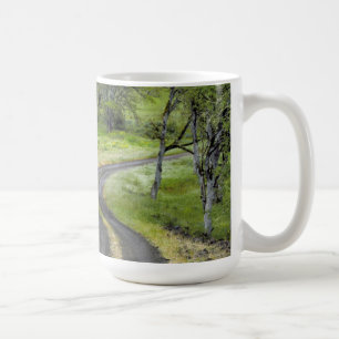 Country road through trees, Oregon Coffee Mug