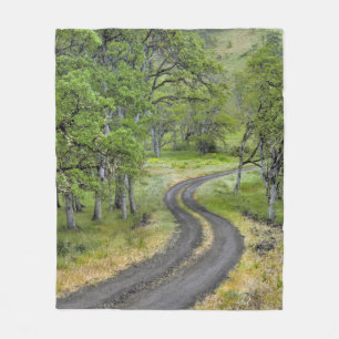Country road through trees, Oregon Fleece Blanket