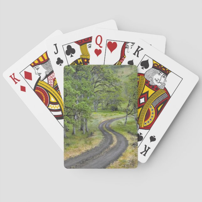 Country road through trees, Oregon Playing Cards (Back)