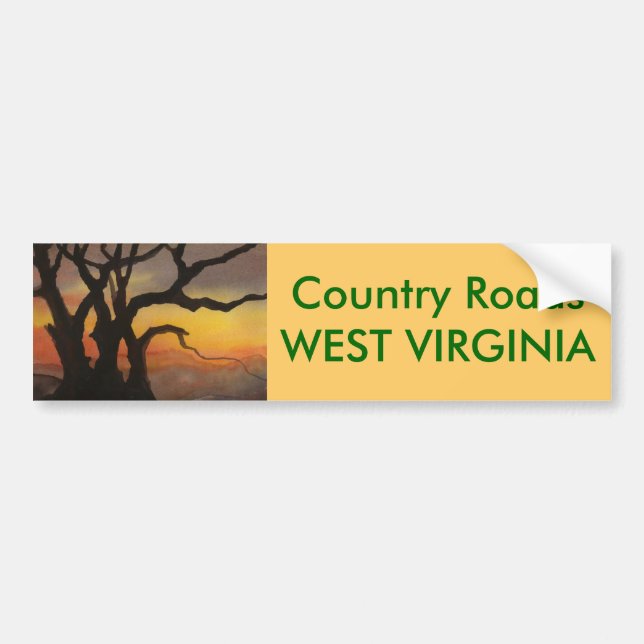 Country Roads Bumper Sticker (Front)