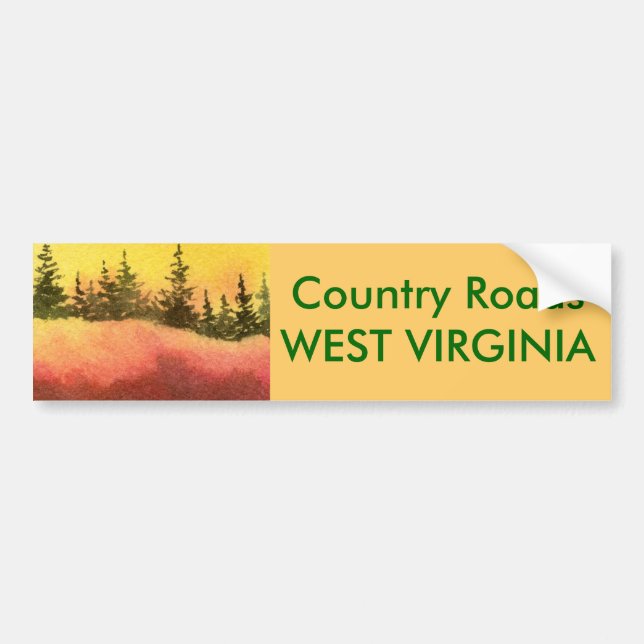 Country Roads Bumper Sticker (Front)