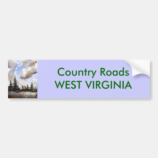 Country Roads Bumper Sticker (Front)