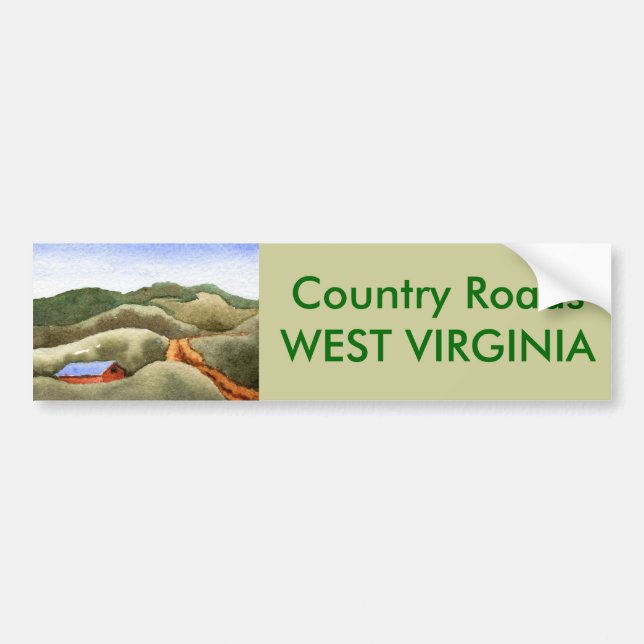 Country Roads Bumper Sticker (Front)