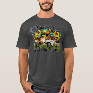 Country Roads Leopard Truck Sunflower Windmill Wes T-Shirt