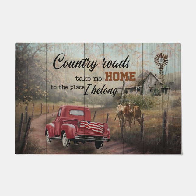 country roads take me home to the place i belong doormat (Front)