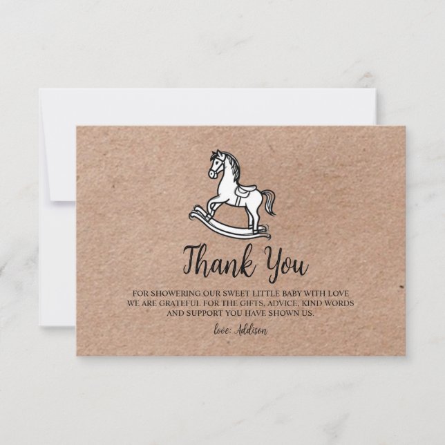 Country Rocking Horse Baby Shower Thank You Card  (Front)