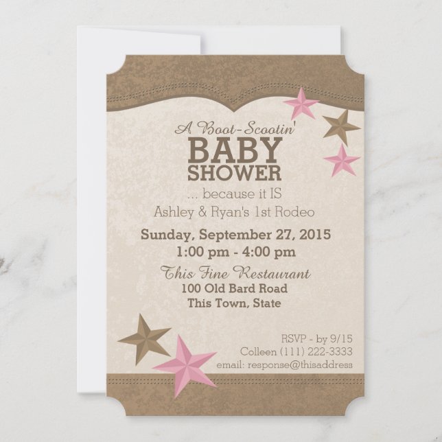 Country Rodeo Western Baby Shower Invitation (Front)