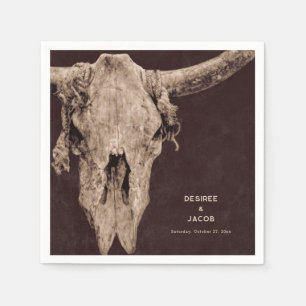 Country Rodeo Western Brown Bull Skull Napkin