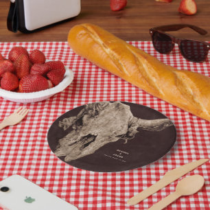 Country Rodeo Western Brown Bull Skull Paper Plate
