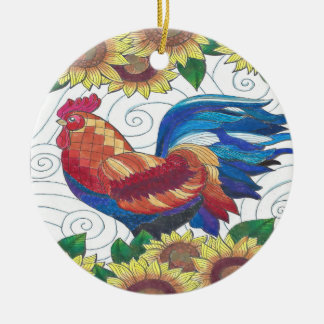 Country Rooster Ceramic Tree Decoration